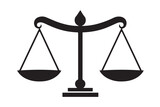 Isolated Black Scales of Justice Icon, Vector Illustration on white Background. Legal Concept