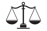 Isolated Black Scales of Justice Icon, Vector Illustration on white Background. Legal Concept