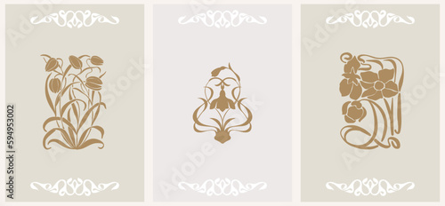 Abstract retro elegant floral design for logo and brand, flower shop or beauty salon
