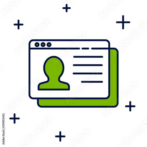 Filled outline Resume icon isolated on white background. CV application. Searching professional staff. Analyzing personnel resume. Vector