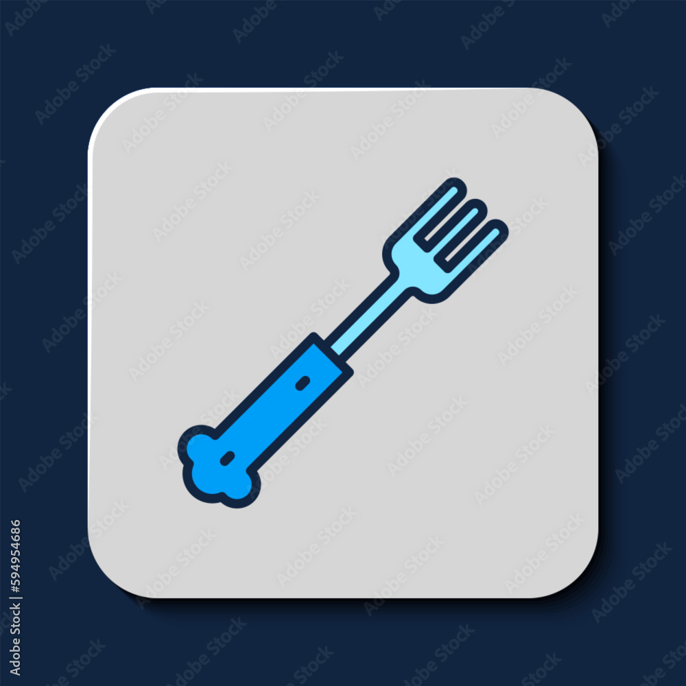 Filled outline Fork icon isolated on blue background. Cutlery symbol. Vector Filled outline Fork icon isolated on blue background. Cutlery symbol. Vector