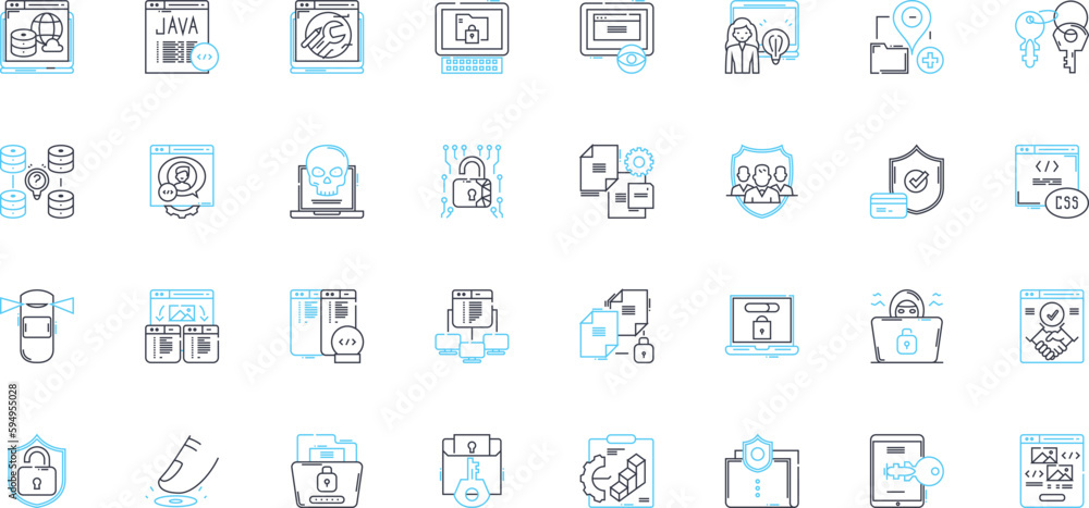 Information Protection linear icons set. Encryption, Privacy, Security, Cybersecurity, Firewall, Antivirus, Authentication line vector and concept signs. Authorization,Access,Backup outline Information Protection linear icons set. Encryption, Privacy, Security, Cybersecurity, Firewall, Antivirus, Authentication line vector and concept signs. Authorization,Access,Backup outline