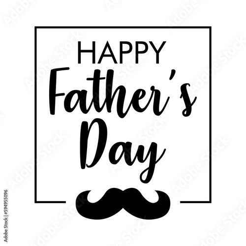 Letras de la palabra Happy Father's Day en texto manuscrito con bigote en cuadrado lineal para su uso en felicitaciones y tarjetas