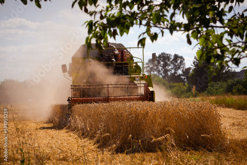 combine harvester working on a field