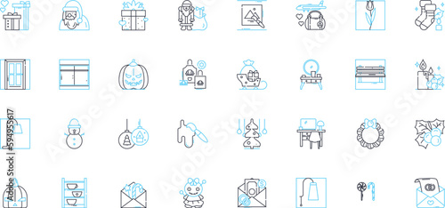 Creative aspects linear icons set. Innovation, Aesthetics, Imagination, Expression, Originality, Inspiration, Artistry line vector and concept signs. Ingenuity,Vision,Uniqueness outline illustrations