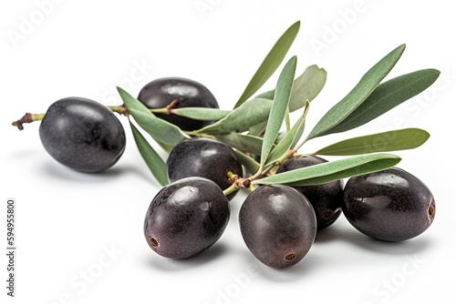 black olives with leaves. generative ai