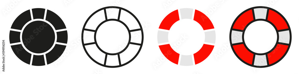 Lifebuoy icon. Emergency symbol. Lifebelt, safe swimming in pool and sea sign. Lifebuoy icon. Emergency symbol. Lifebelt, safe swimming in pool and sea sign.