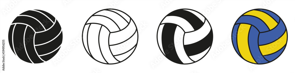 Volleyball icons set. Outline set of volleyball vector icons. Volleyball icons set. Outline set of volleyball vector icons.