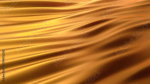 Hypnotic Technological Abstract Concept: Digital Sea of Smooth Gold Satin Metal Moving in Gentle Waves. Futuristic Visualization of Technology, Stylish Fluid Fabric Material. VFX 3D Graphics Render