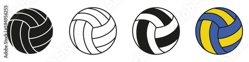 Volleyball icons set. Outline set of volleyball vector icons.