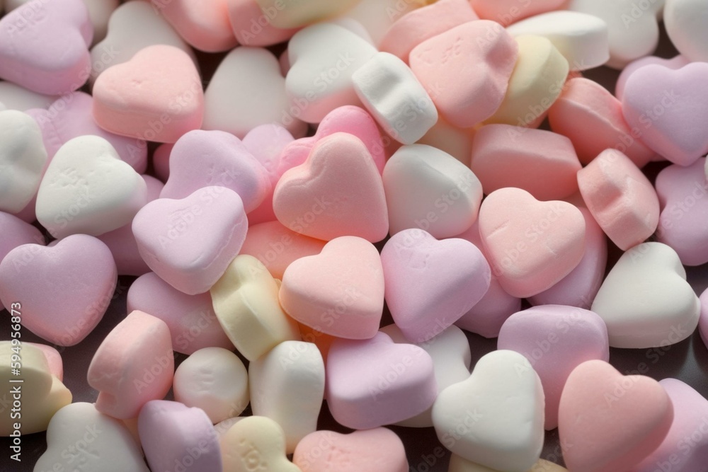 Love is as sweet as candy - Happy Valentine's Day Hearts : soft pink pastel colors. Generative AI