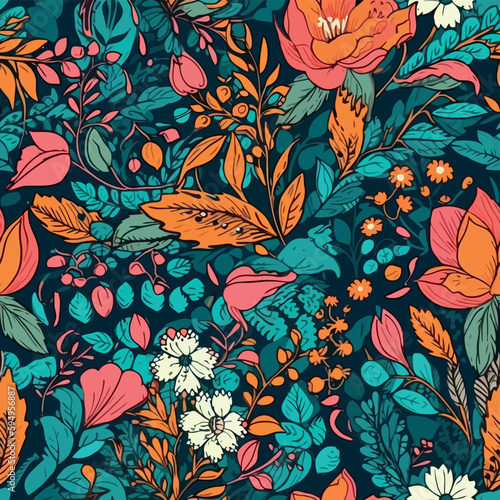 Vector floral seamless pattern illustration