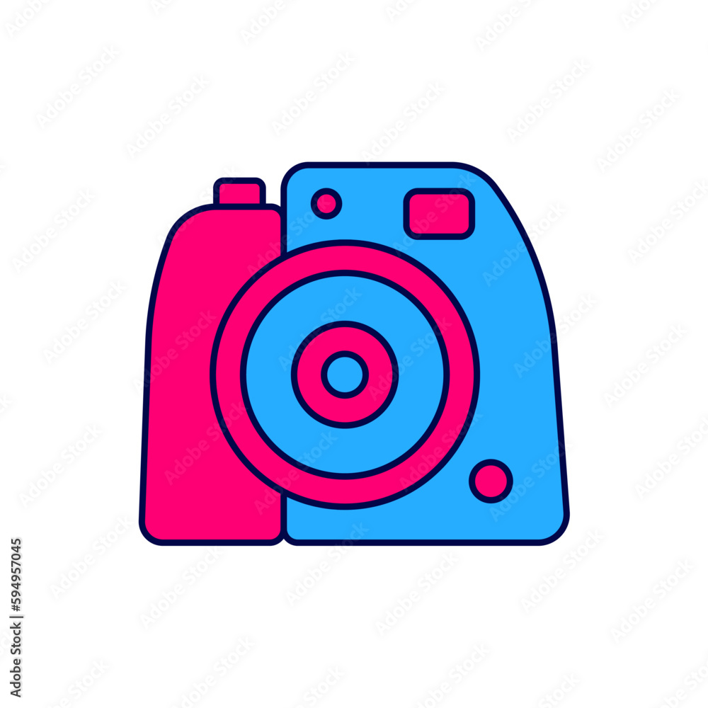 Filled outline Photo camera icon isolated on white background. Foto camera. Digital photography. Vector Filled outline Photo camera icon isolated on white background. Foto camera. Digital photography. Vector