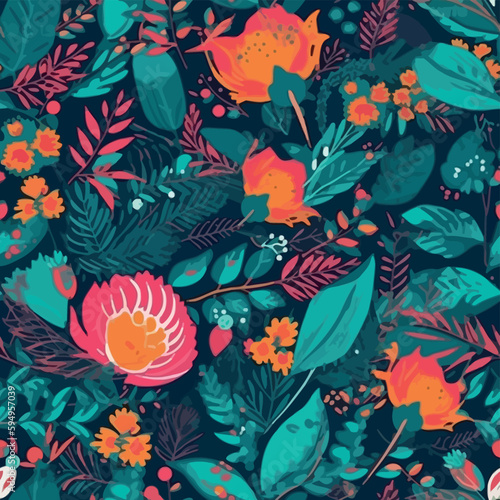 Vector floral seamless pattern illustration