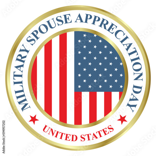 Military Spouse Appreciation Day stamp, sign, badge, seal, tag, sticker, sign, label, tshirt design, on white background, vector illustration, military spouse appreciation month