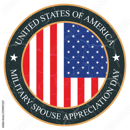 Military Spouse Appreciation Day stamp, sign, badge, seal, tag, sticker, sign, label, tshirt design, on white background, vector illustration, military spouse appreciation month