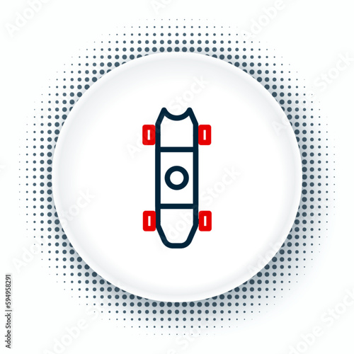 Line Longboard or skateboard cruiser icon isolated on white background. Extreme sport. Sport equipment. Colorful outline concept. Vector