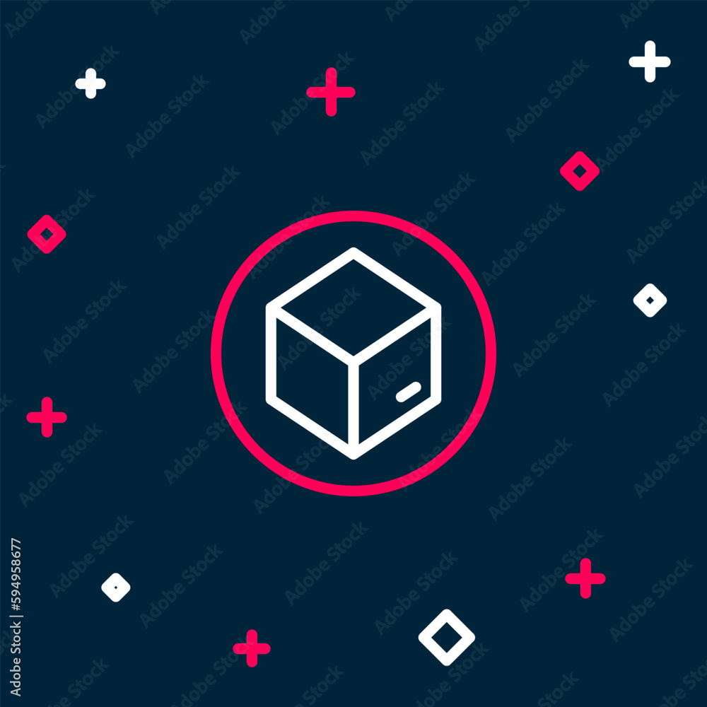 Line Carton cardboard box icon isolated on blue background. Box, package, parcel sign. Delivery and packaging. Colorful outline concept. Vector Line Carton cardboard box icon isolated on blue background. Box, package, parcel sign. Delivery and packaging. Colorful outline concept. Vector