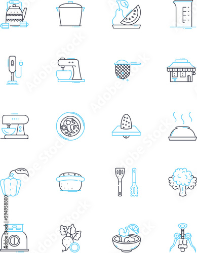 Canvas Print Catering linear icons set