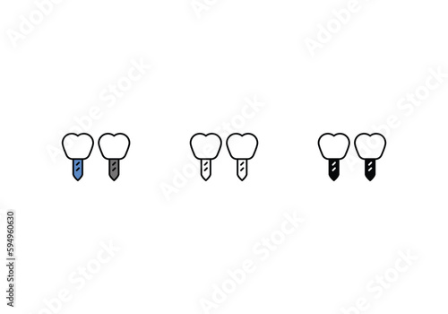 false tooth Icons in three styles vector stock illustrations.sutiable mobile apps web and ui ux
