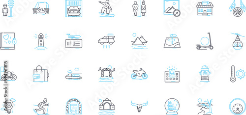Instant gratification linear icons set. Fulfillment, Pleasure, Satisfaction, Impulse, Enjoyment, Excess, Indulgence line vector and concept signs. Lust,Desire,Greediness outline illustrations