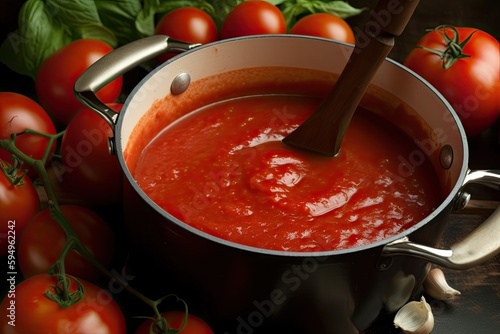 tomato sauce in a bowl .ai generative