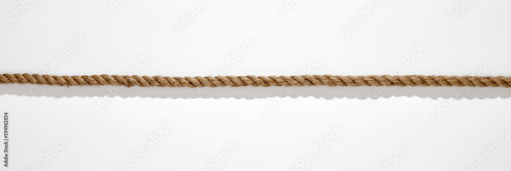 Straight rope with shadow on white background Straight rope with shadow on white background