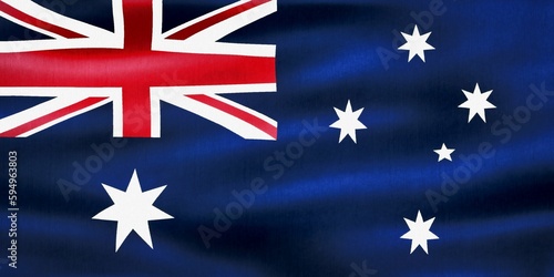 Australia flag - realistic waving fabric flag. © Michael Piepgras/Wirestock Creators