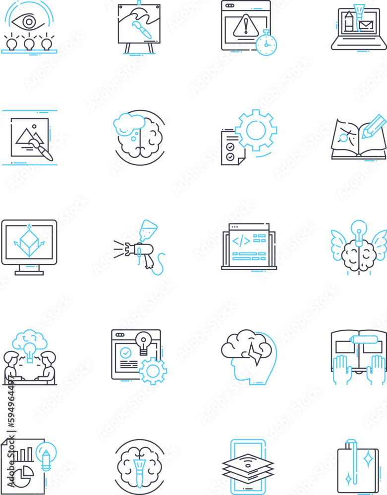 Modern art linear icons set. minimalism, abstraction, expressionism ...