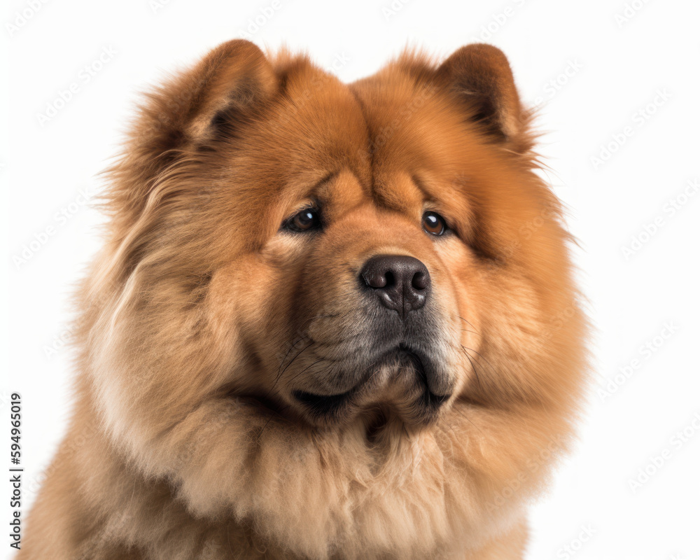 photo of Chow Chow isolated on white background. Generative AI