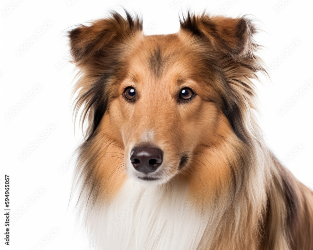 photo of collie, working dog breed  isolated on white background. Generative AI