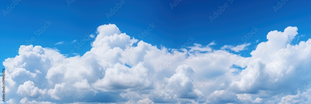 Blue sky with cloud background, Beautiful sky for summer time. Generative AI