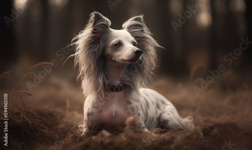 photo of Chinese crested in its natural habitat. Generative AI