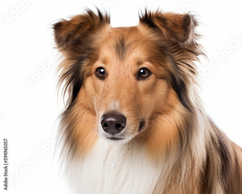 photo of collie, working dog breed  isolated on white background. Generative AI © Bartek