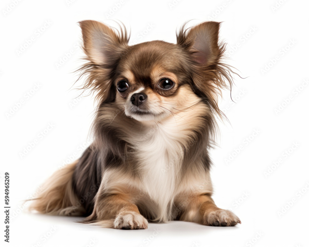 photo of Chihuahua dog isolated on white background. Generative AI