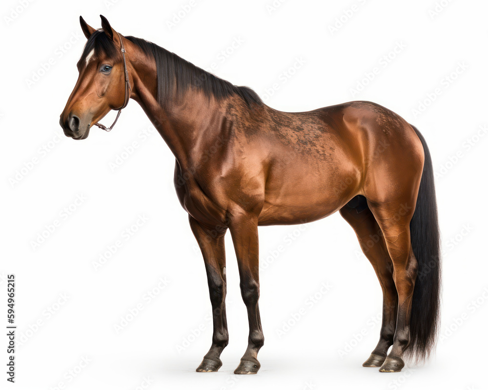 photo of Cleveland Bay (breed of horse) isolated on white background. Generative AI photo of Cleveland Bay (breed of horse) isolated on white background. Generative AI