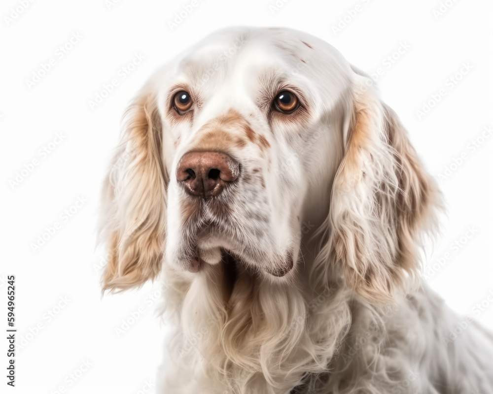 photo of Clumber spaniel isolated on white background. Generative AI photo of Clumber spaniel isolated on white background. Generative AI