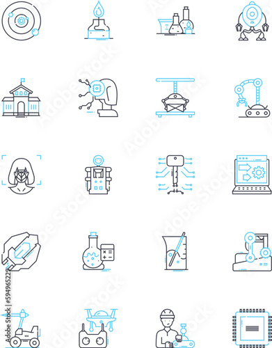 Natural Disaster linear icons set. Tornado, Hurricane, Flood, Tsunami, Earthquake, Avalanche, Landslide line vector and concept signs. Hailstorm,Cycl,Drought outline illustrations photo