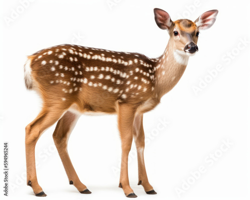 photo of chital  also called Spotted Deer isolated on white background. Generative AI