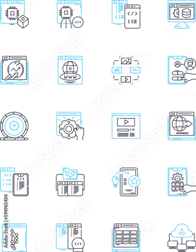 Technician linear icons set. Expert, Skilled, Trained, Professional, Experienced, Analytical, Precise line vector and concept signs. Resourceful,Innovative,Meticulous outline illustrations