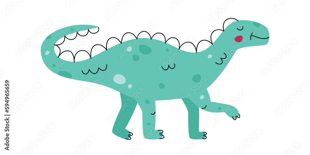 Flat hand drawn vector illustration of iguanodon dinosaur Flat hand drawn vector illustration of iguanodon dinosaur