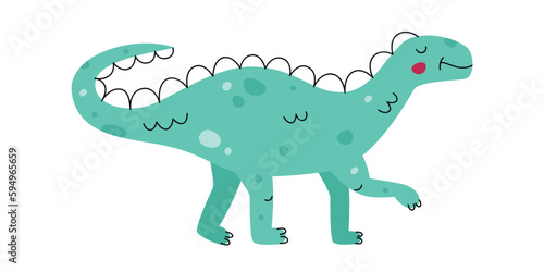Flat hand drawn vector illustration of iguanodon dinosaur