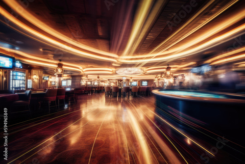 Blurred casino hall. Generative AI