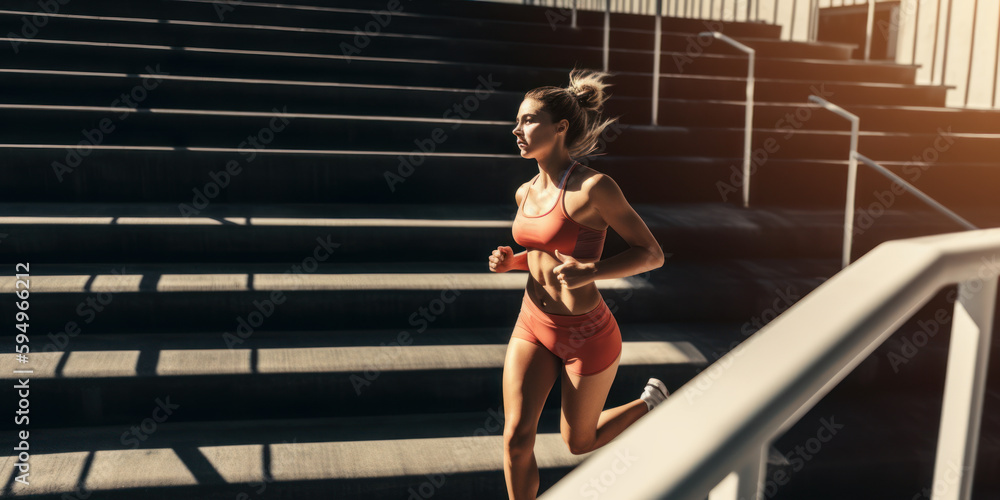 a female runner exercising and burning calories. Generative AI