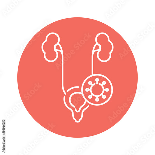 Genitourinary system virus disease color line icon. Pictogram for web page