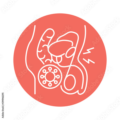 Male genitourinary system virus diseases color line icon. Pictogram for web page