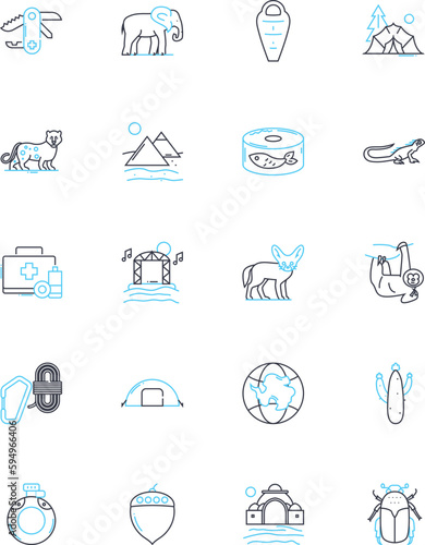 Environment linear icons set. Sustainability, Conservation, Pollution, Renewable, Ecosystem, Climate, Wildlife line vector and concept signs. Green,Biodiversity,Recycle outline illustrations