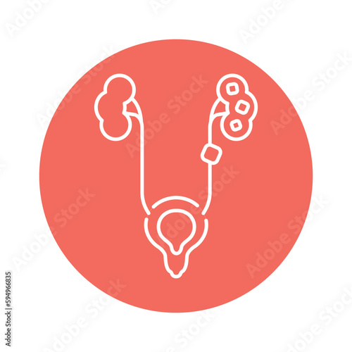 Urolithiasis disease color line icon. Pictogram for web page