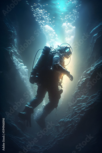 Credible_scuba_diving_ocean_full_artistic_light_streaks_volumet