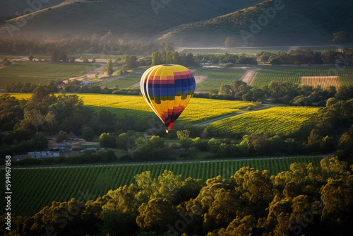 Hot Air Balloon Ride Over Beautiful Napa Valley, California,